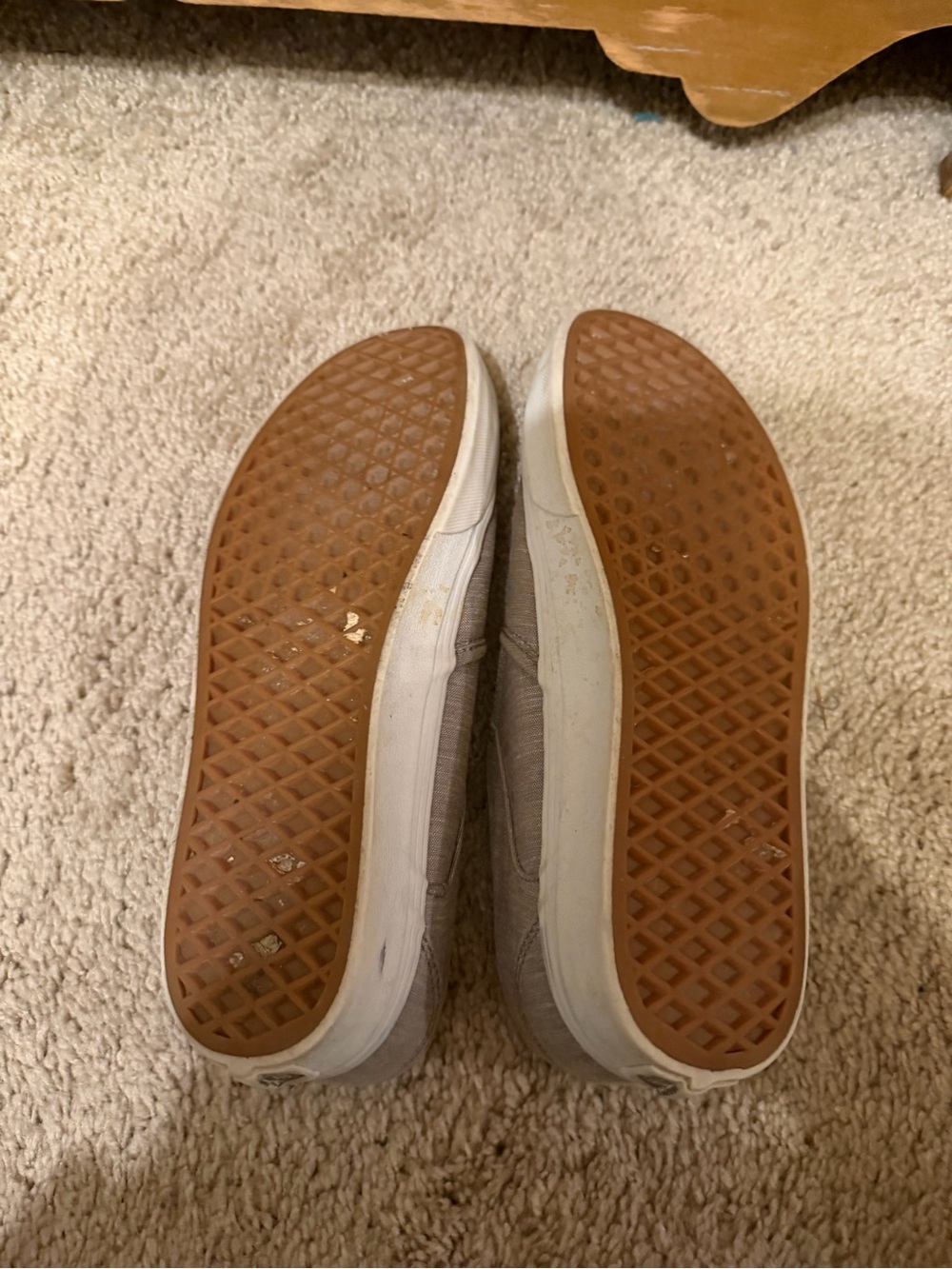 Vans Women's Slip-On Sneakers in Light Brown Gum Sole